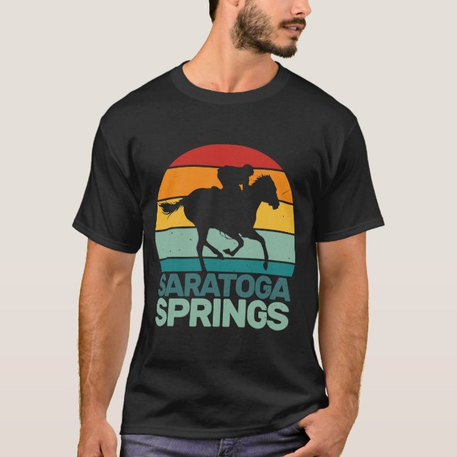 Saratoga Springs New York Toga Horse Racing 3 T-Shirt (Front)