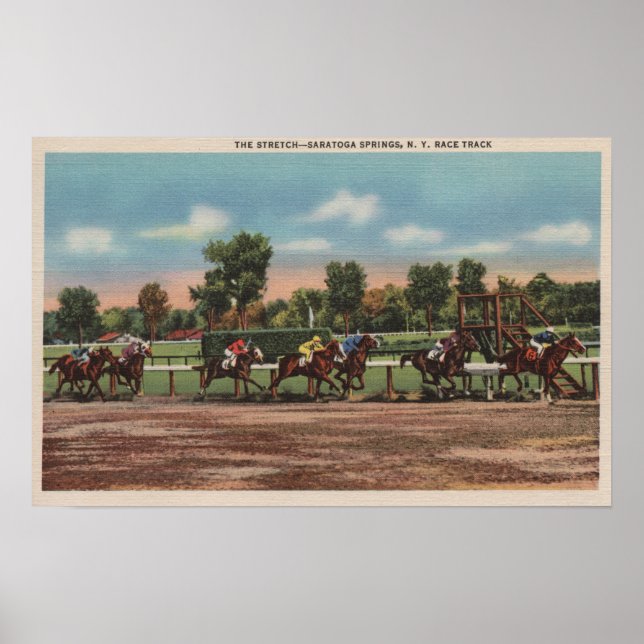 Saratoga Springs, NY - Horse Race Track Scene Poster (Front)