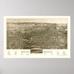 Saratoga Springs, NY Panoramic Map - 1888 Poster