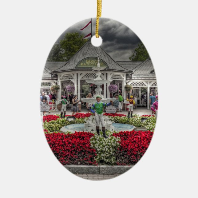 Saratoga's 12 Stakes Winners.jpg Ceramic Tree Decoration (Front)