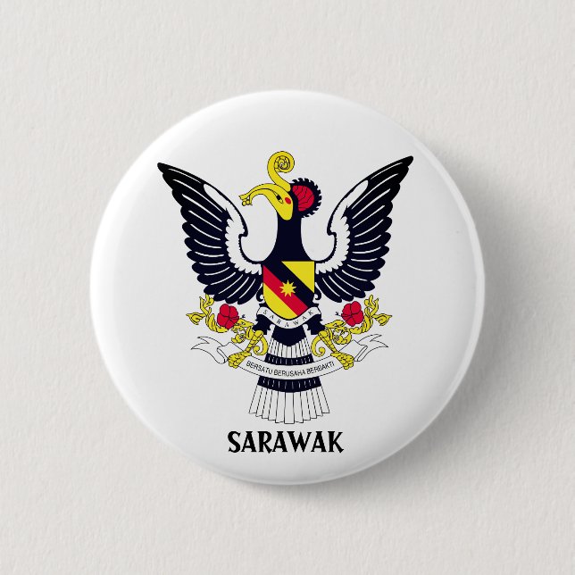 Sarawak Coat of Arms - MALAYSIA 6 Cm Round Badge (Front)