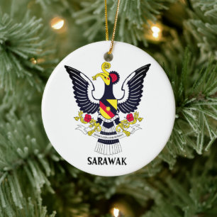 Sarawak Coat of Arms - MALAYSIA Ceramic Tree Decoration