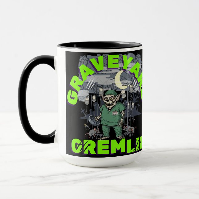 Sarcasm Graveyard Gremlin- Neon Zombie Medical Mug (Left)