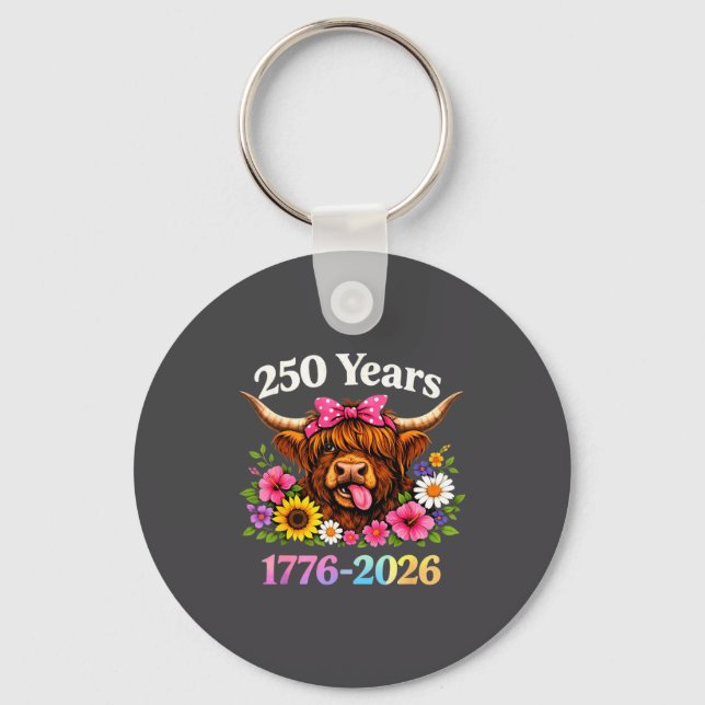 Sarcasm Highland Cow Happy New 250 Years American  Key Ring (Front)