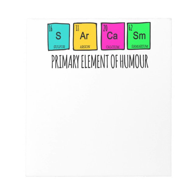Sarcasm Primary Elements Of Humour Science Latte M Notepad (Front)