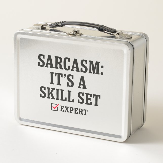 Sarcasm Skill Set Expert Typography Metal Lunch Box (Front)
