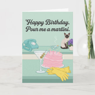 Sarcastic 1950s Housewife Martini Retro Birthday Card
