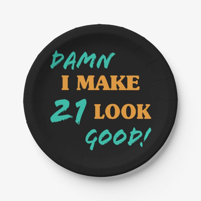 Sarcastic 21st Birthday Attitude Paper Plate (Front)