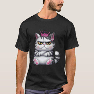 sarcastic animal ironic design queen cat with crow T-Shirt