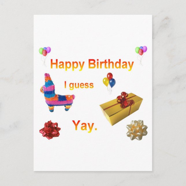 Sarcastic Birthday Greeting Postcard (Front)
