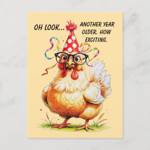 Sarcastic Birthday Humour with Judgy Chicken Postcard