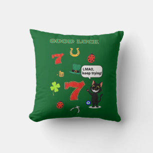 Sarcastic black cat &Lucky charms Cushion