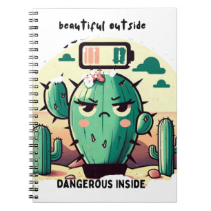 Sarcastic Cactus with Low Battery Notebook