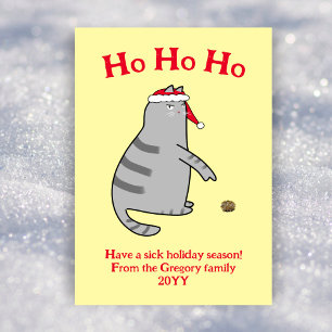 Sarcastic Cartoon Cat Sick Christmas Non-Photo Holiday Card