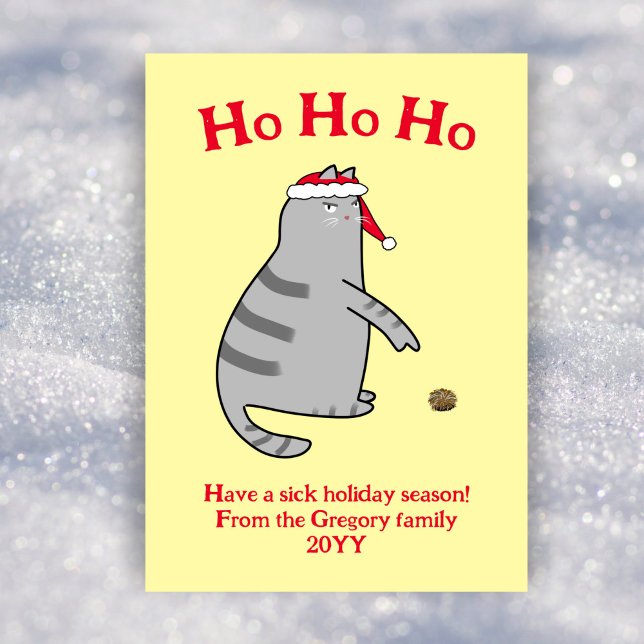 Sarcastic Cartoon Cat Sick Christmas Non-Photo Holiday Card (Creator Uploaded)