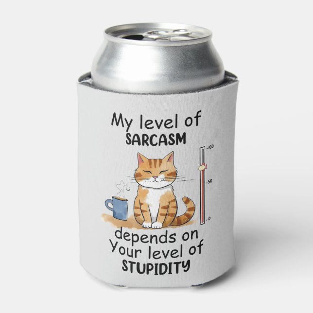 Sarcastic Cat – Funny Orange Art Can Cooler (Can Front)