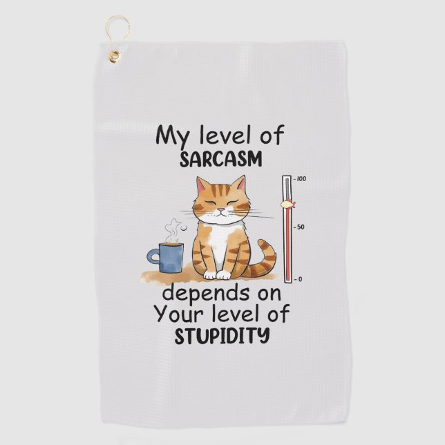 Sarcastic Cat – Funny Orange Art Golf Towel (Front)