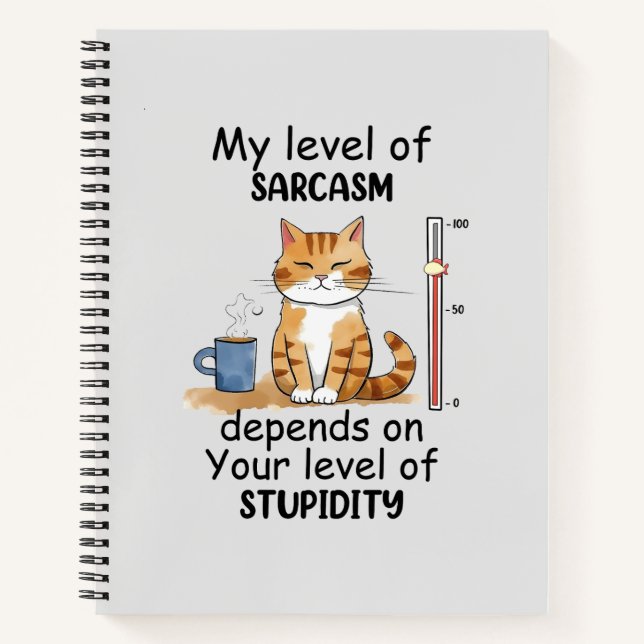 Sarcastic Cat – Funny Orange Art Notebook (Front)
