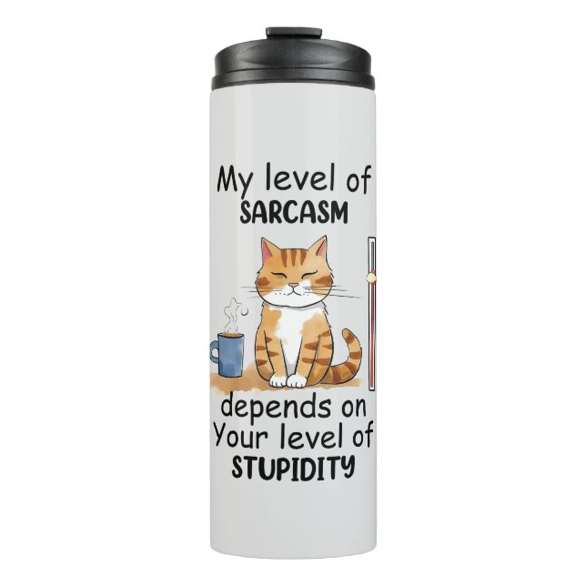 Sarcastic Cat – Funny Orange Art Thermal Tumbler (Front)