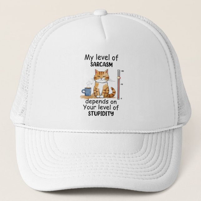 Sarcastic Cat – Funny Orange Art Trucker Hat (Front)