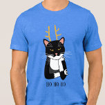 Sarcastic Christmas Cat<br><div class="desc">A sarcastic and rather bored black and white tuxedo cat with Christmas antlers.  Ho ho ho,  and all that. Original art by Nic Squirrell. 
Change or remove the text to customise.</div>