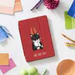 Sarcastic Christmas Cat Humour iPad Pro Cover<br><div class="desc">A sarcastic,  annoyed and unenthusiastic black and white tuxedo cat with Christmas antlers.  Ho ho ho,  etc.
Change or remove the text to customise.</div>