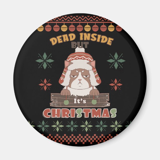 Sarcastic Christmas Dog - Ugly Sweater Inspired Magnet (Front)