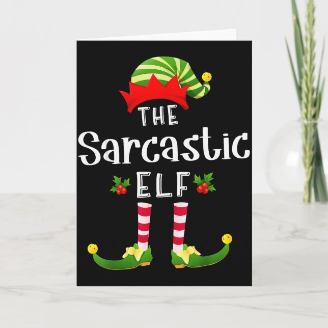 Sarcastic Christmas Elf Matching Pajama X-mas Part Card (Front)