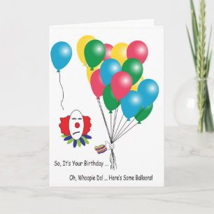 Sarcastic Clown with Balloons Birthday Card arc1