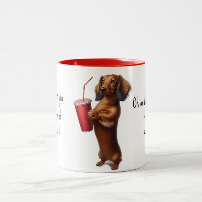 SARCASTIC DACHSHUND Two-Tone COFFEE MUG (Center)