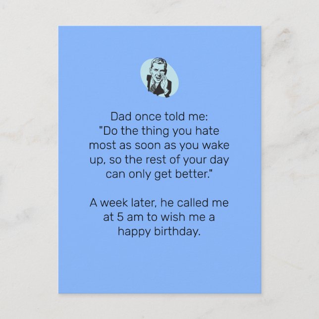 Sarcastic Dad Joke for Happy Birthday Postcard (Front)