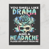Sarcastic Drama Headache Flower Skull Rude Quote