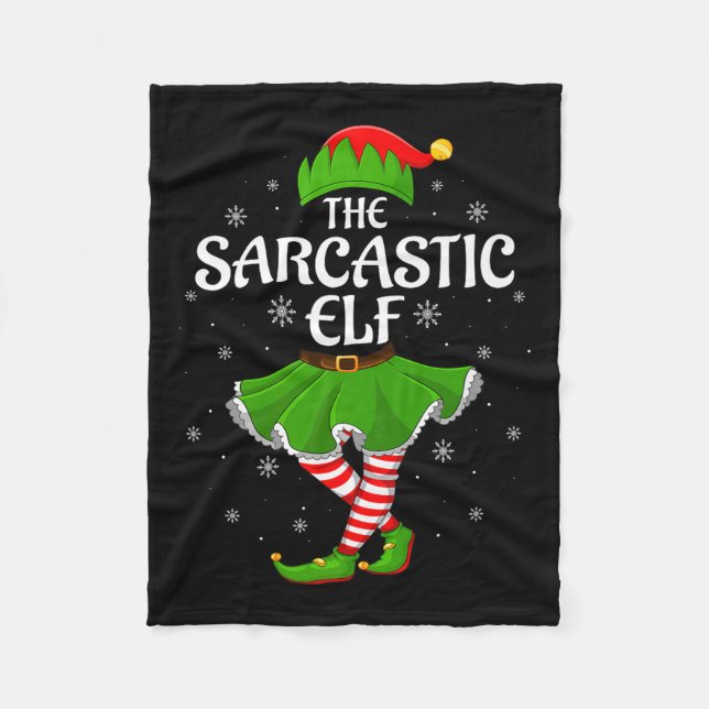 Sarcastic Elf Christmas Family Girls Women Elf Squ Fleece Blanket (Front)