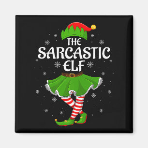 Sarcastic Elf Christmas Family Girls Women Elf Squ Magnet