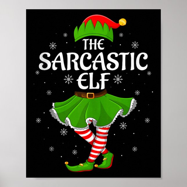 Sarcastic Elf Christmas Family Girls Women Elf Squ Poster (Front)