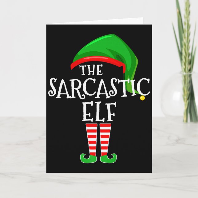 Sarcastic Elf Family Matching Group Christmas Prem Card (Front)