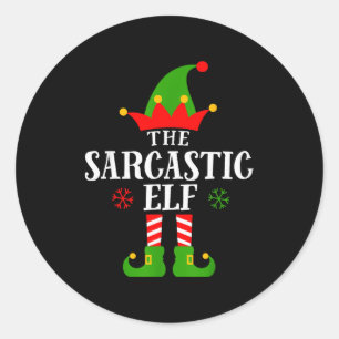 Sarcastic Elf Funny Matching Family Group Christma Classic Round Sticker
