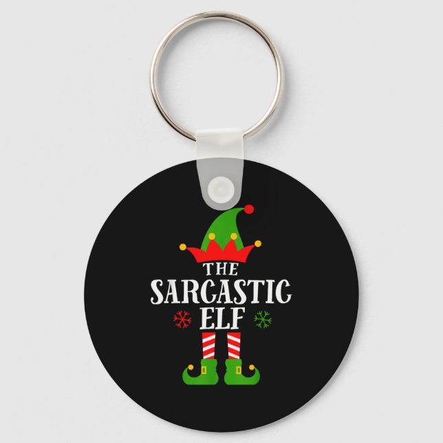 Sarcastic Elf Funny Matching Family Group Christma Key Ring (Front)