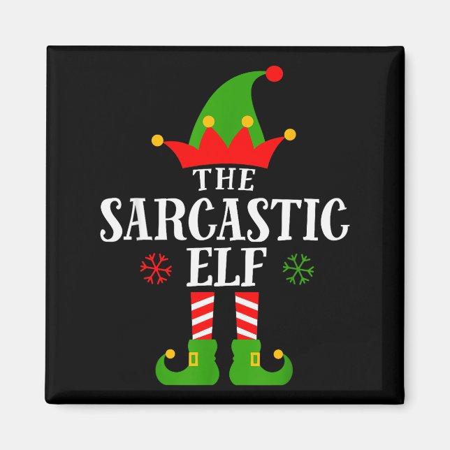 Sarcastic Elf Funny Matching Family Group Christma Magnet (Front)