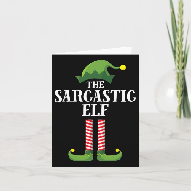 Sarcastic Elf Matching Family Group Christmas Part Card (Front)