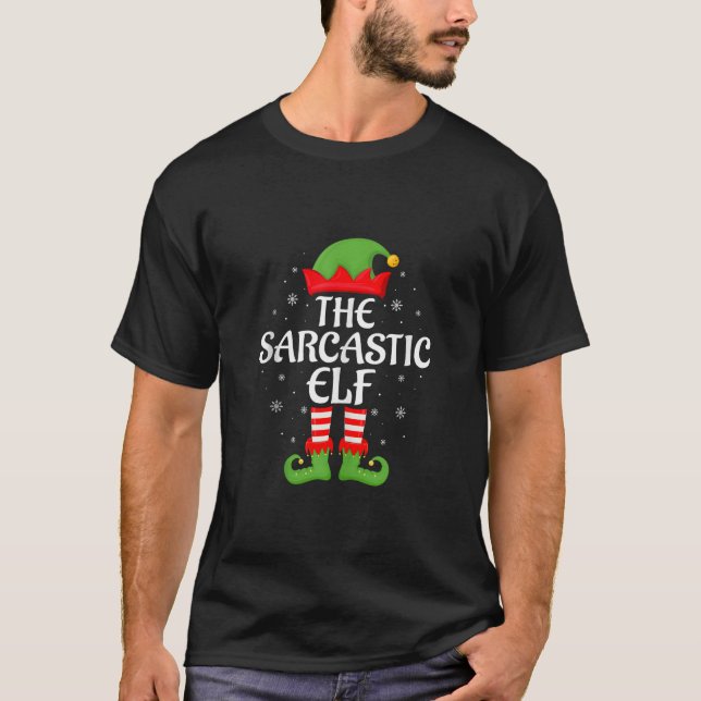 Sarcastic Elf Xmas Family Matching Elf Squad Chris T-Shirt (Front)