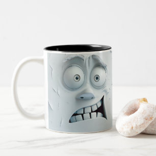 Sarcastic Face 3D  Two-Tone Coffee Mug