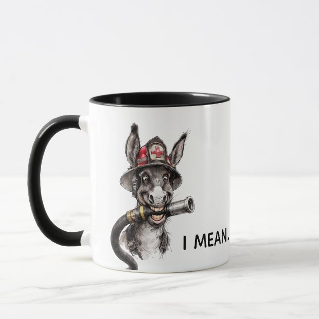 Sarcastic Firefighter Mug Donkey Humour Coworker (Left)