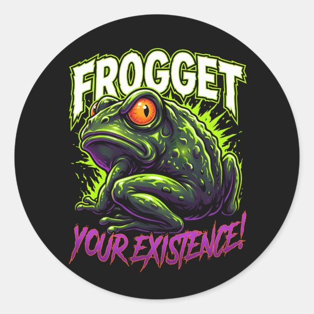 Sarcastic Frog Forget Your Existence Funny Meme Classic Round Sticker (Front)