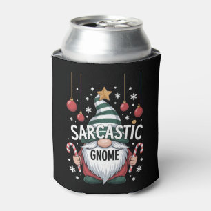 Sarcastic Gnome Christmas Candy Cane Xmas Holiday Can Cooler