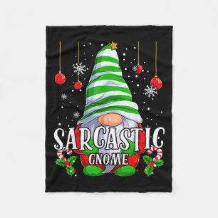 Sarcastic Gnome Christmas Pajamas Matching Family Fleece Blanket