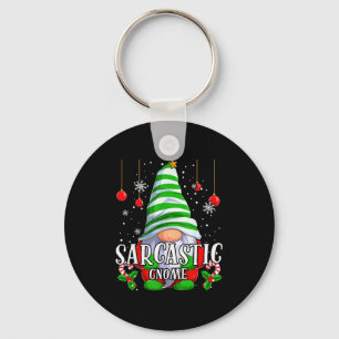 Sarcastic Gnome Christmas Pajamas Matching Family Key Ring