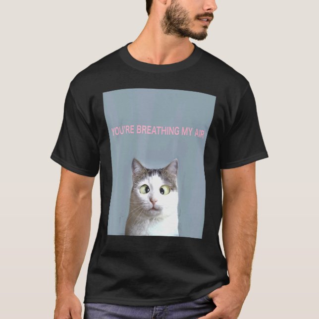Sarcastic Grey And White Cat With Eyes Crossed Mea T-Shirt (Front)
