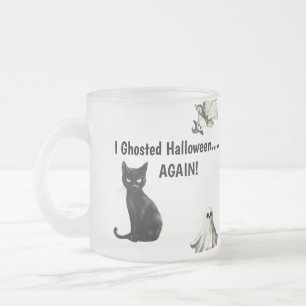Sarcastic Halloween Cat Ghost Frosted Glass Coffee Mug