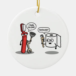 Sarcastic Humor Plumber Funny Sassy Meme Ceramic Tree Decoration
